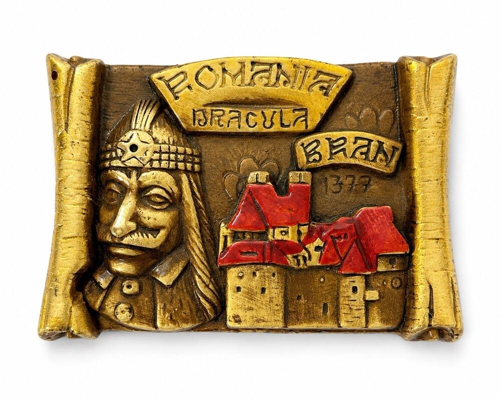 Dracula Romania Bran Castle Wall Plaque Vlad the Impaler 5.5” Folk Art Decor - Picture 1 of 7